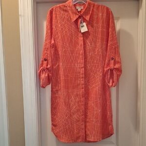 Calvin Klein Coral Shirt Dress NWT